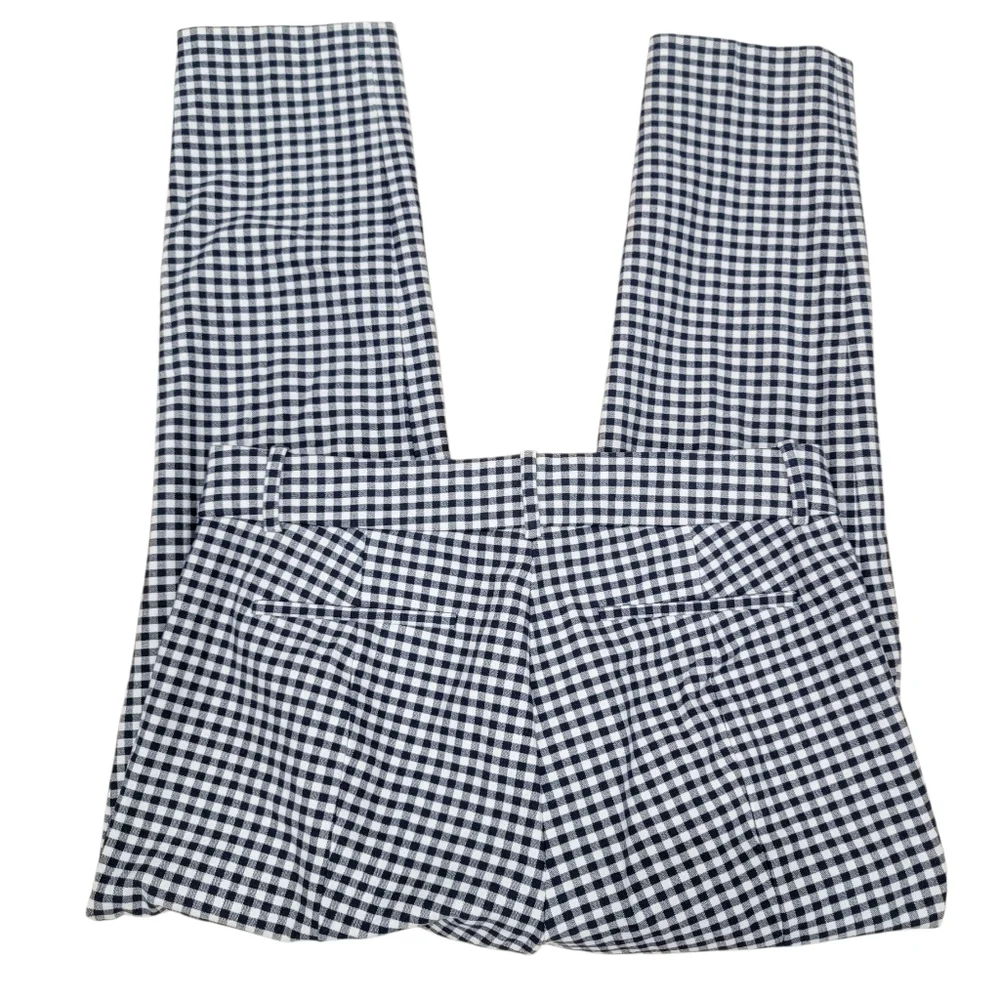 J. Crew Cameron Bi-Stretch Navy Gingham Checked Cropped Pants Cotton Womens Sz 6 - Picture 7 of 16